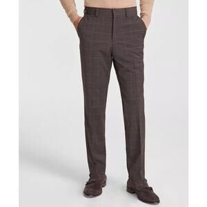 Hugo Boss Men's Brown Plaid Wool Blend Tom Modern-Fit Dress Pants Size 32R